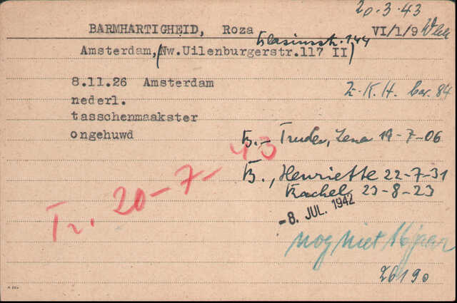 Archiefkaart Joodse Raad Roza Barmhartigheid 08-11-1926.jpg
