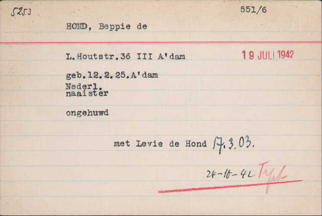Archiefkaart Joodse Raad Beppie de Hond 12-02-1925.jpg