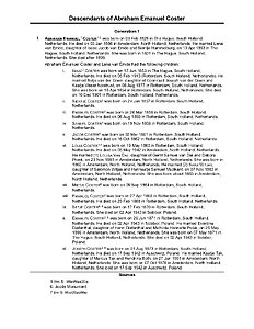 Descendants of Abraham Emanuel Coster