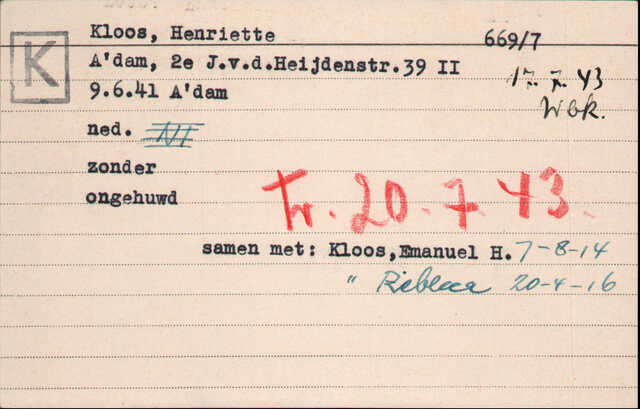 Archiefkaart Joodse Raad Henriette Kloos 09-06-1941.jpg