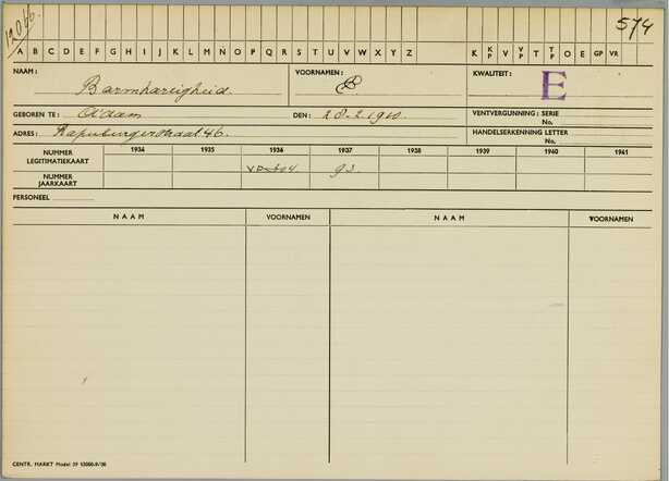 Emanuel Barmhartigheid marktkaart 1936 1937
