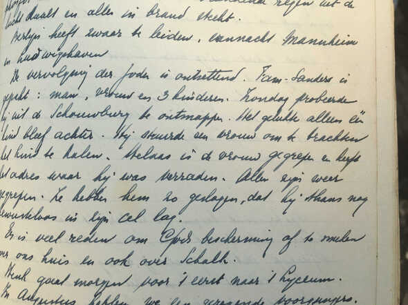 Dagboekfragment uit WO2 van de heer Van den Brink (te Bloemendaal).