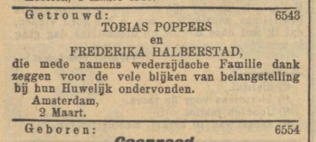 Poppers, Eleonora, 1910, Huwelijk ouders.jpg