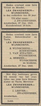 Zwaneweber, Alg Handelsblad 28 dec 1940
