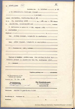 Death certificate Marianna Hakker.