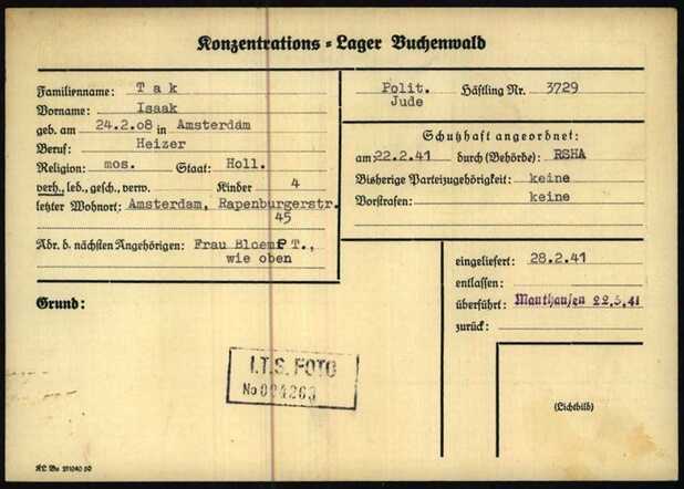 Isaak Tak, 24-2-1908, krt 2 Buchenwald.jpg