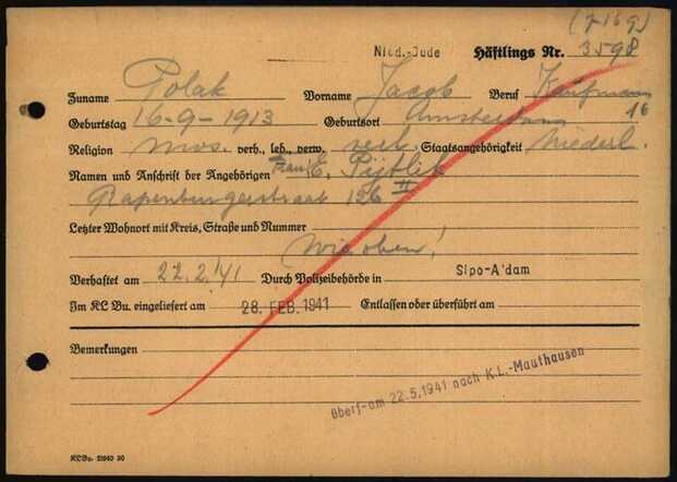 Jacob Polak, 16-9-1913, krt 6 Buchenwald.jpg