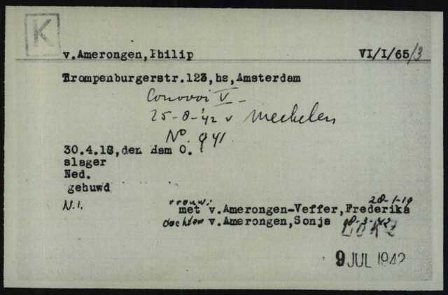 Joodse raad kaart van Philip van Amerongen 25-08-1942 convooi naar Mechelen.jpg