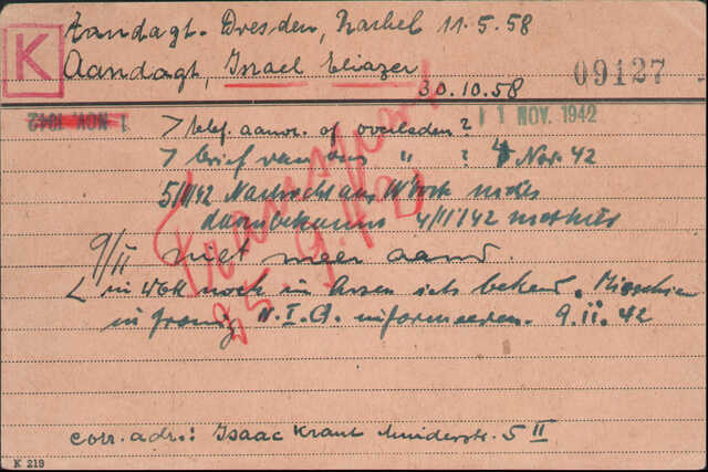 Kaart Joodse Raad Rachel Brilleman - Aandagt geboren 30-10-1858 echtgenote van Israel Aandagt geboren 31-10-1858.jpg