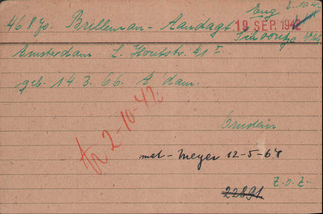 Kaart Joodse Raad Schoontje Brilleman - Aandagt geboren 14-03-1866.jpg