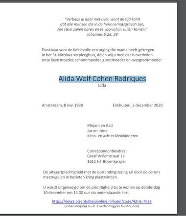 Overlijdenskaart Alida Cohen Rodriques .JPG