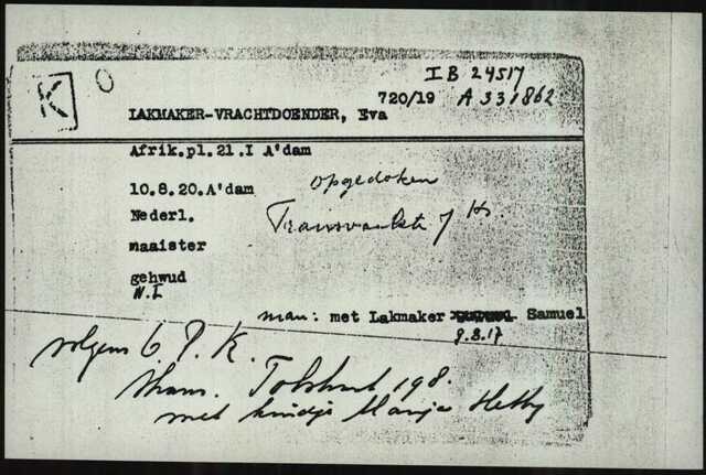 Kaart Joodse Raad Eva Lakmaker - Vrachtdoender 10-08-1920.jpg