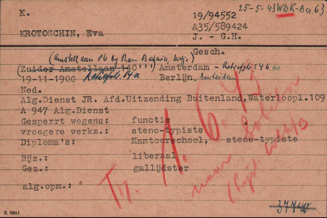 Krotoschin Eva kaart Joodsche Raad.jpg