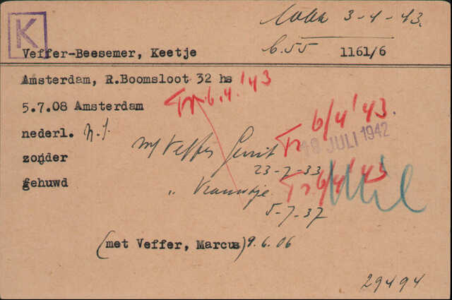 Kaart Joodse Raad Keetje Veffer - Beesemer, geboren 05-07-1908.jpg