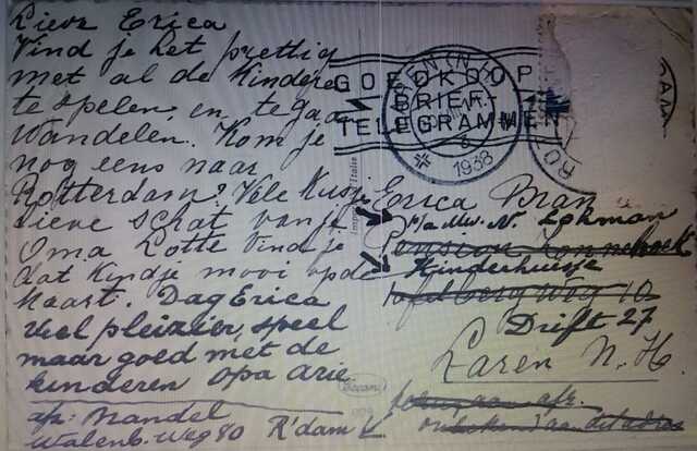 Ansichtkaart van Oma Brandel uit Rotterdam (collectie M.Folmer)
