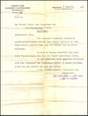 Kohn Gisela en Lasnitzki Isidor aanhangsel brief Joodsche Raad.jpg
