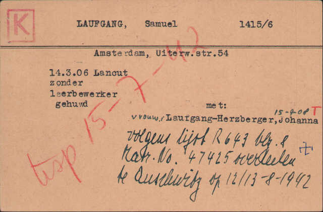 Laufgang Samuel kaart Joodsche Raad.jpg