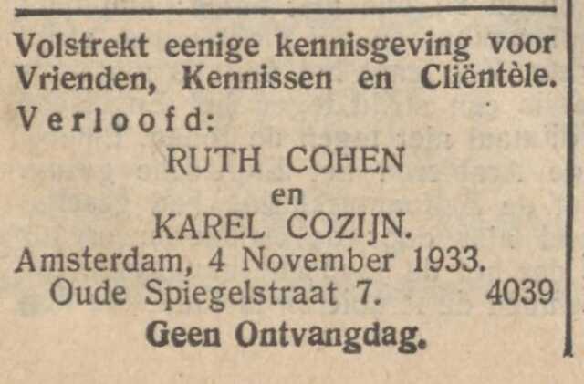 Cozijn, Karel, 1933.11.03, Verloving Ruth en Karel.jpg
