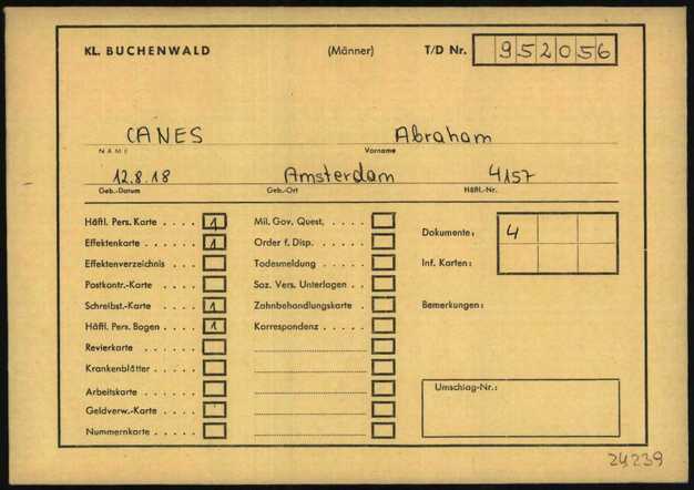 Abraham Canes, Buchenwald document 001.jpg