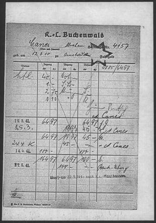 Abraham Canes, Buchenwald document 006.jpg