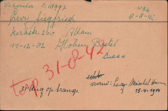 Levy Siegfried kaart Joodsche Raad voorzijde.jpg