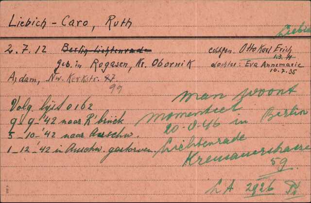 Liebich Caro Ruth met kind Eva kaart Joodsche Raad Ruth.jpg