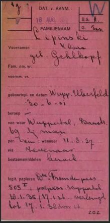 Lipinski-Gehlkopf Klara en Bloch-Lipinski Helga Screenshot Vreemdelingenkaarten voorzijde 1.jpg