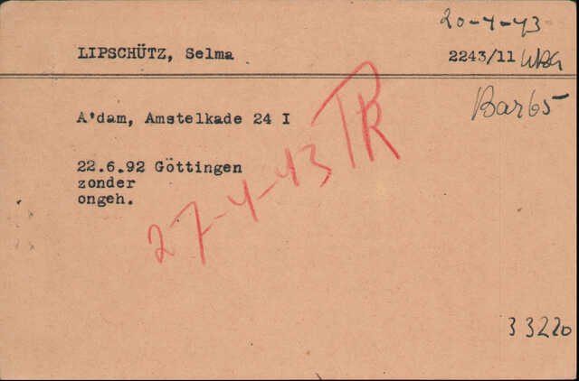 Lipschutz Selma kaart Joodsche Raad.jpg