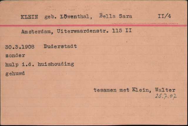 Loewenthal Löwenthal Bella en Klein Walter kaart Joodsche Raad beiden.jpg
