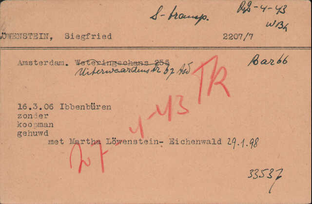 Löwenstein Siegfried en Eichenwald Martha kaart Joodsche Raad Siegfried.jpg