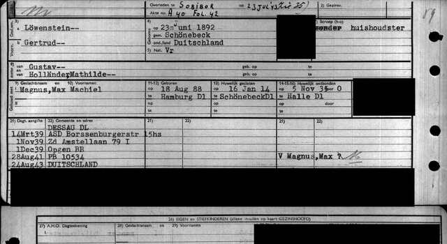 Löwenstein Gertrud wv Magnus gezinskaart Amsterdam Gertrud.jpg