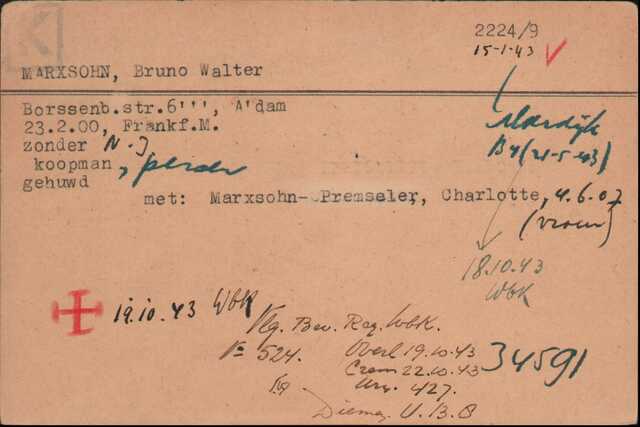 Marxsohn Bruno Walter en Premseler Charlotte kaart Joodsche Raad Bruno.jpg