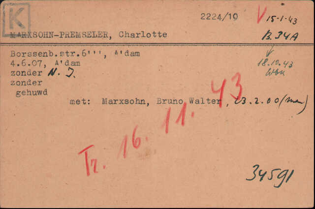 Marxsohn Bruno Walter en Premseler Charlotte kaart Joodsche Raad Charlotte.jpg
