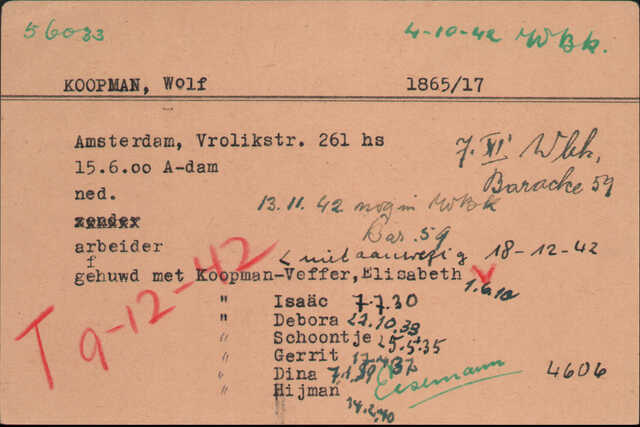Kaart Joodse Raad Wolf Koopman geboren15-06-1900.jpg