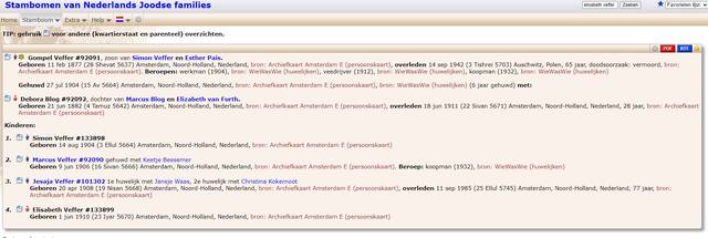 Knipsel uit Stambomen Nederlandse Joodse gezinnen Gompel Veffer en Debora Blog.jpg