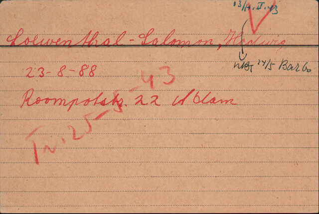 Löwenthal-Salomon Hedwig kaart Joodsche Raad Hedwig.jpg