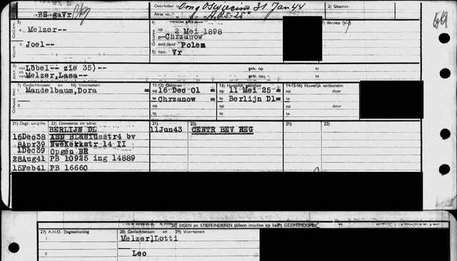 Melzer-Mandelbaum Dora gezinskaart Amsterdam Joel.jpg