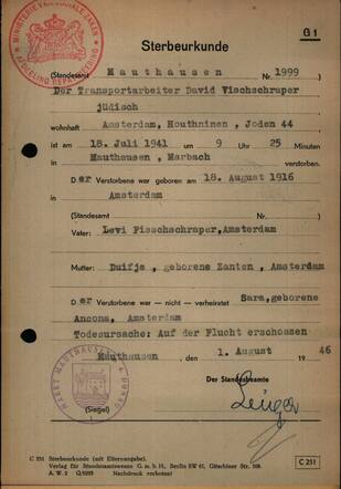 David Vischschraper, 18-8-1916, sterbeurkunde Mauthausen,2.jpg