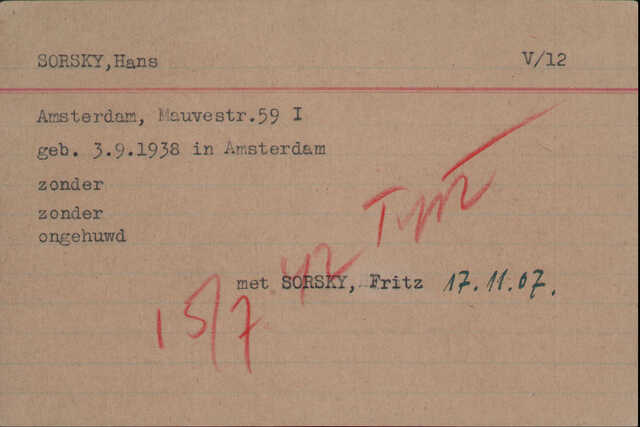 Sorsky Fritz en Wolffs Edith en zoon Hans kaart Joodsche Raad Hans.jpg