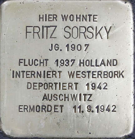 Sorsky Fritz en Wolffs Edith en zoon Hans stolperstein Fritz.jpg