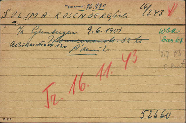Suliman-Rosenberg Lili kaart Joodsche Raad Lili.jpg