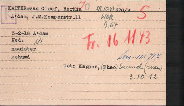 Archiefkaart Joodse Raad Bertha Kapper - van Cleef geboren 03-02-1916.jpg