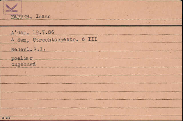 Archiefkaart Joodse Raad Isaac Kapper geboren 09-07-1886.jpg