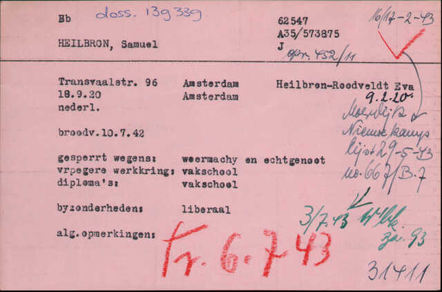 Archiefkaart Joodse Raad Samuel Heilbron geboren 18-09-1920.jpg
