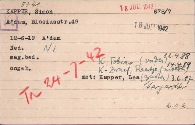 Archiefkaart Joodse Raad Simon Kapper geboren 12-06-1919.jpg