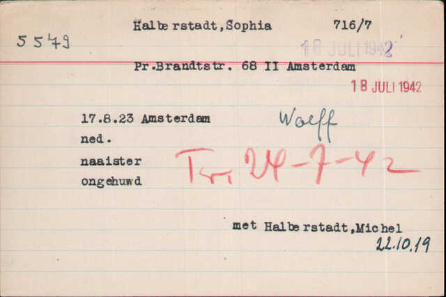 Joodse Raadkaart van Sophia Halberstadt
