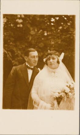 Trouwfoto van Jacob Goudsmit en Elizabeth Alter, 1929