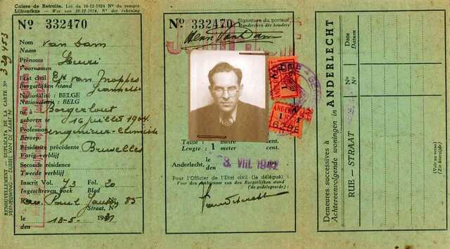 Henri van Dam, ID uit 1942.