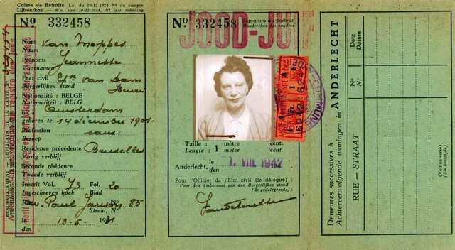 Jeannette van Dam-van Moppes, ID from 1942