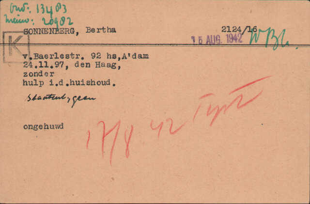 Sonnenberg Bertha Elisabeth kaart Joodsche Raad Bertha.jpg